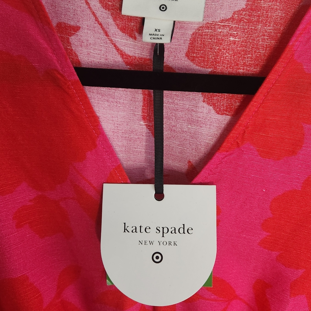 Kate Spade Floral V-Neck Linen Blend Dress - Picture 6 of 9